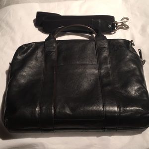 JACK SPADE LEATHER BRIEFCASE WITH SHOULDER STRAP